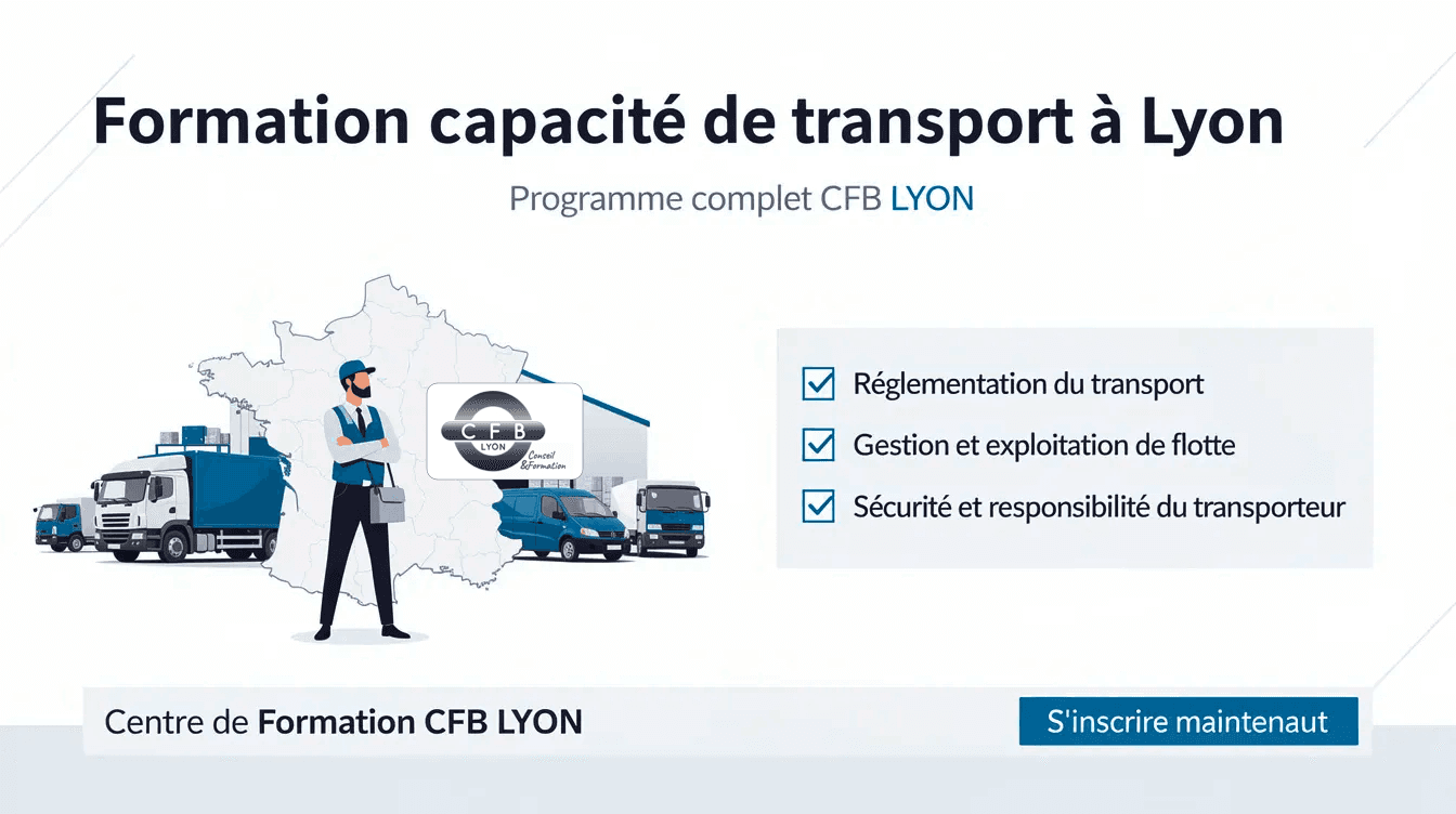 Formation capacité de transport à Lyon : réglementation, gestion de flotte et sécurité, CFB Lyon