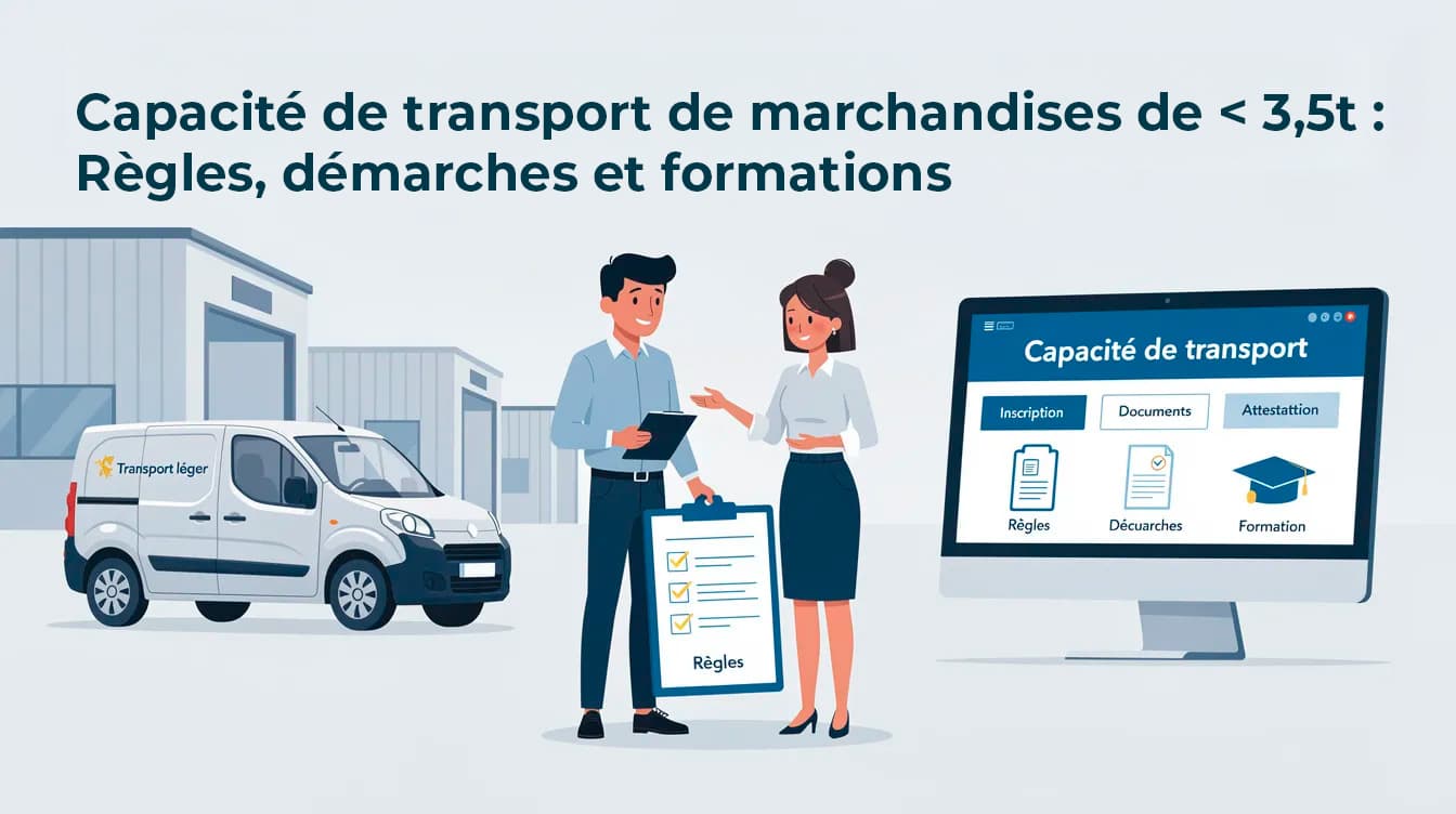 Capacité de transport léger -3,5t : règles, démarches et formation illustrées avec un utilitaire