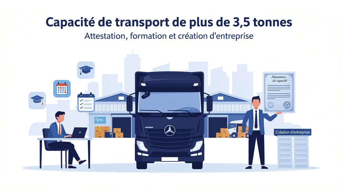 Capacité de transport 3,5 tonnes : attestation, formation et création d'entreprise avec camion