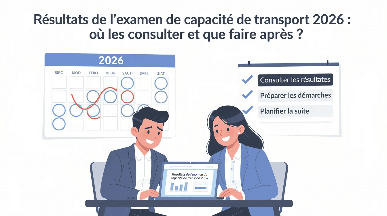 Calendrier 2026 et checklist pour consulter les résultats examen capacité de transport et démarches
