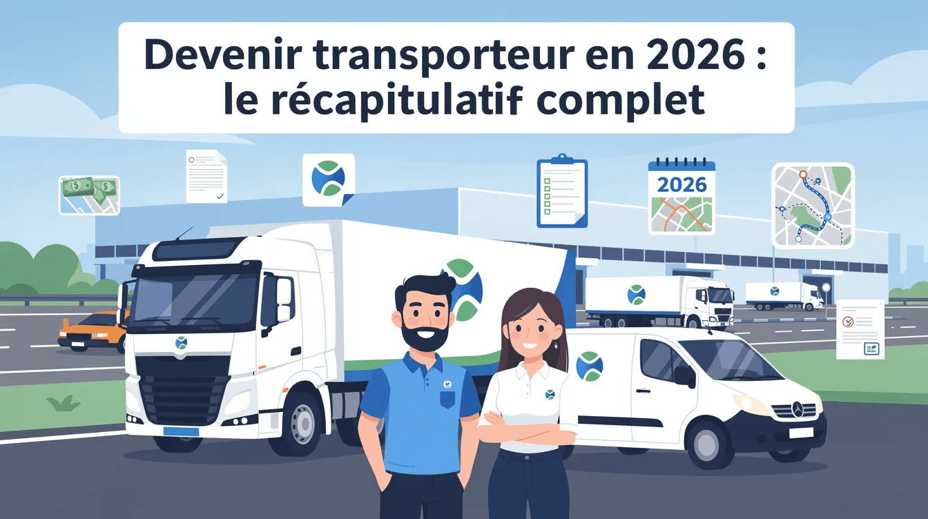 Devenir transporteur en 2026 : transporteurs, camions et pictogrammes formation, permis et itinéraires